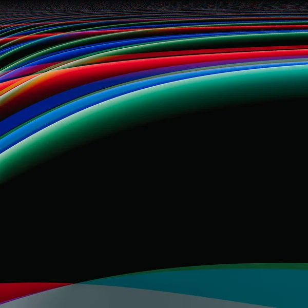 Illustration Colorful Geometric Curvey Figures Black Background — Stock Photo, Image