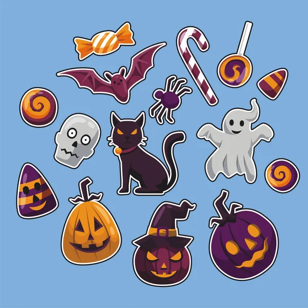 Een Illustratie Van Spookachtige Halloween Stickers — Stockfoto