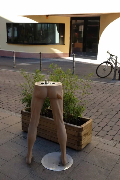 Eine Vertikale Aufnahme Einer Halben Schaufensterpuppe Straßenrand — Stockfoto