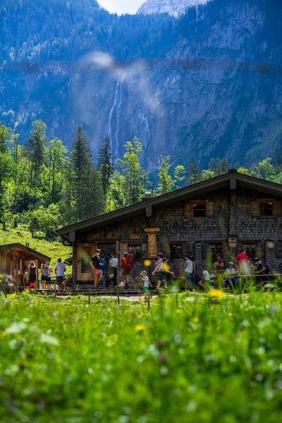 Knigssee Tyskland Jul 2020 Människor Som Bär Facemasks Koenigslake Oberlake — Stockfoto