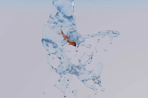 Representación Pez Dorado Agua Aislado Sobre Fondo Gris — Foto de Stock