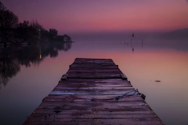 Una Hermosa Toma Muelle Cerca Del Mar Atardecer —  Fotos de Stock