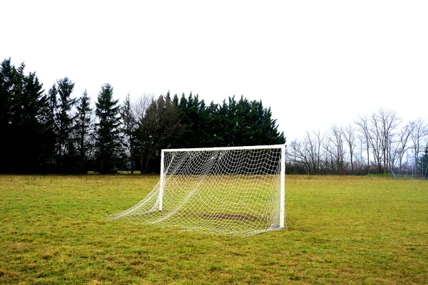 Una Puerta Gol Fútbol Campo — Foto de Stock