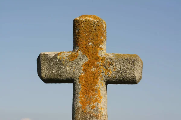 Uma Cruz Pedra Margeride Haute Loire França — Fotografia de Stock