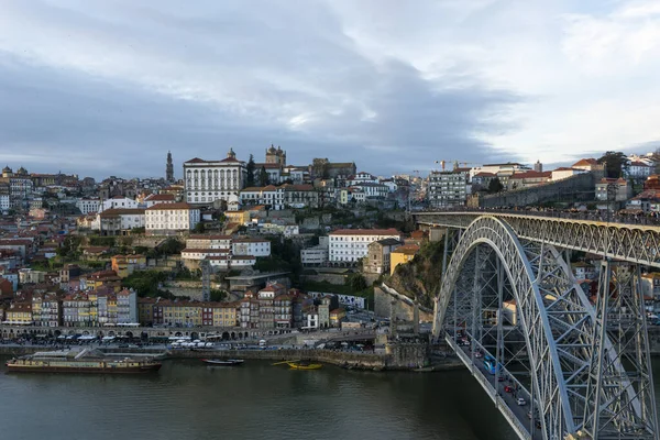 Letecký Snímek Mostu Dom Luis Řeky Douro Portugalském Portu — Stock fotografie