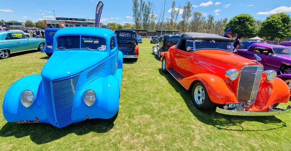 Yarrawonga Australia Nov 2019 Blauwe Oranje Hot Rods Bij Lake — Stockfoto