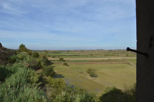 Landschaft Der Ebene Von Huesca Viel Grün Und Ruhe Grüne — Stockfoto