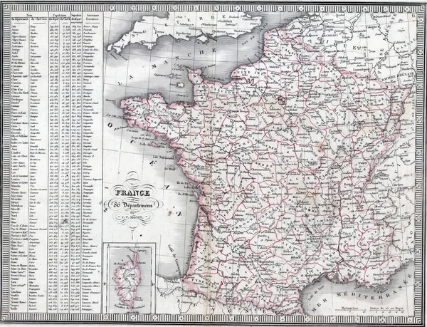 Приклад Стародавньої Карти Франції — стокове фото