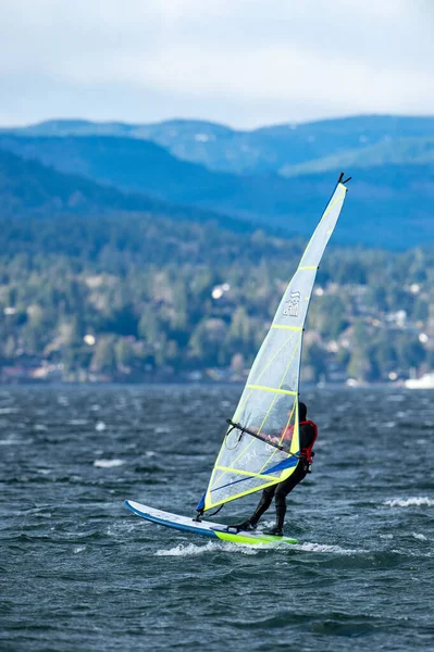 Sidney Kanada Februar 2021 Windsrufing Patricia Bay North Saanich Vancouver — Stockfoto