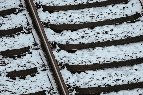 Rails Train Covered Snow Winter — Stock Photo, Image