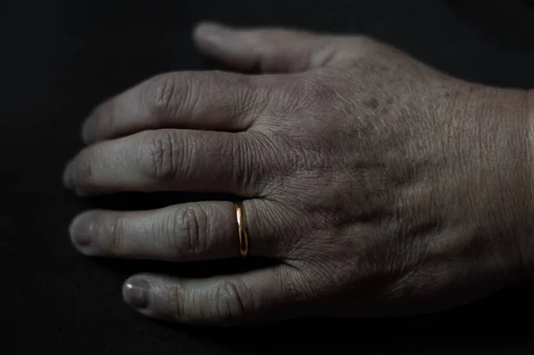 Closeup High Angle Shot Old Person Hand — Stock Photo, Image