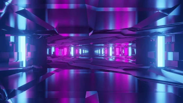 万華鏡模様の未来的な紫と青の背景のイラスト — ストック写真