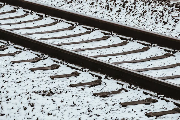 Rails Train Covered Snow Winter — Stock Photo, Image