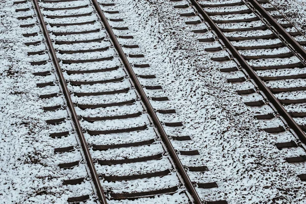 Rails Train Covered Snow Winter — Stock Photo, Image