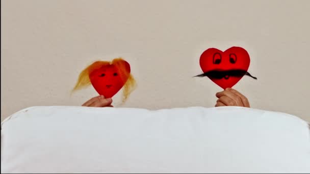 Valentin Nap Verejték Szív Romantikus Készült Papír Rózsa Szerelem Napján — Stock videók