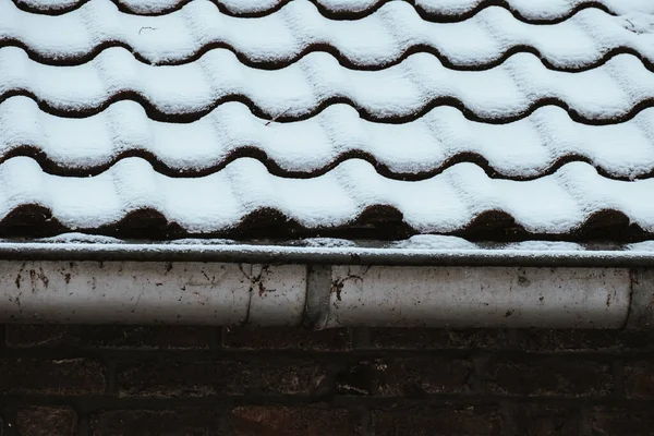 Плитка Даху Вкрита Снігом Взимку — стокове фото