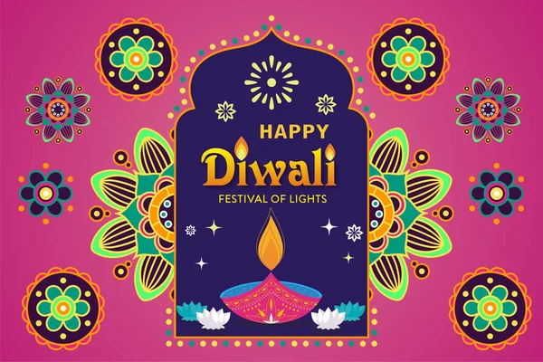 Postcard Background Indian Festival Lights Diwali — Fotografia de Stock