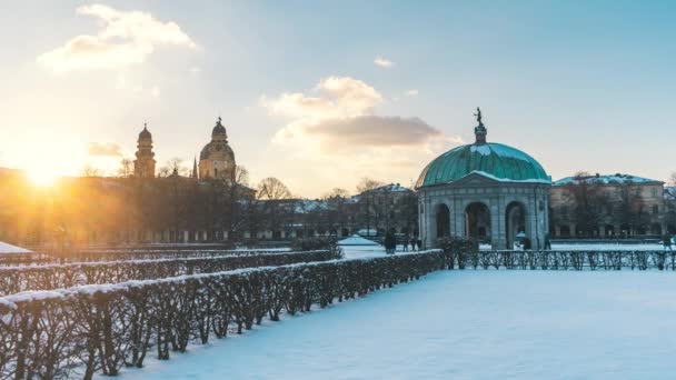 Time Lapse Hofgarten Downtown Munich Winter Jardim Renascentista Século Xvii — Vídeo de Stock