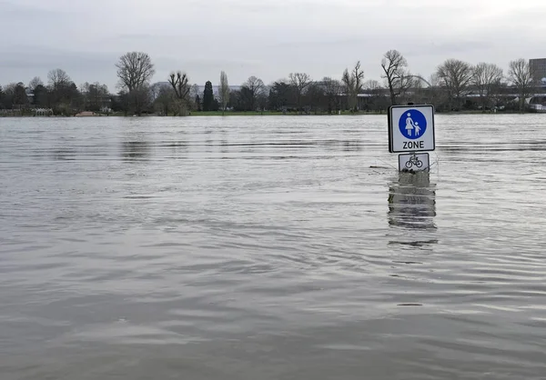 Flooded Pedestrian Zone Cologne Germany Extreme Weather — Stock Photo, Image