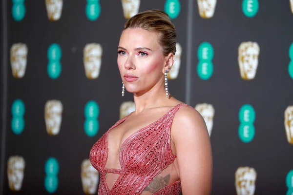 London United Kingdom Februari 2020 Scarlett Johansson Menghadiri British Academy Stok Gambar Bebas Royalti