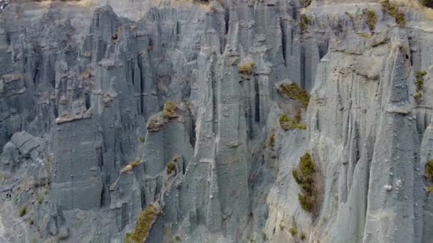 Eine Vertikale Aufnahme Einer Felsformation Auf Einer Kalksteinwand — Stockvideo