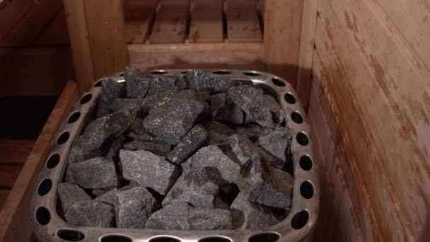 Sauna Con Calentador Piedras — Vídeo de stock