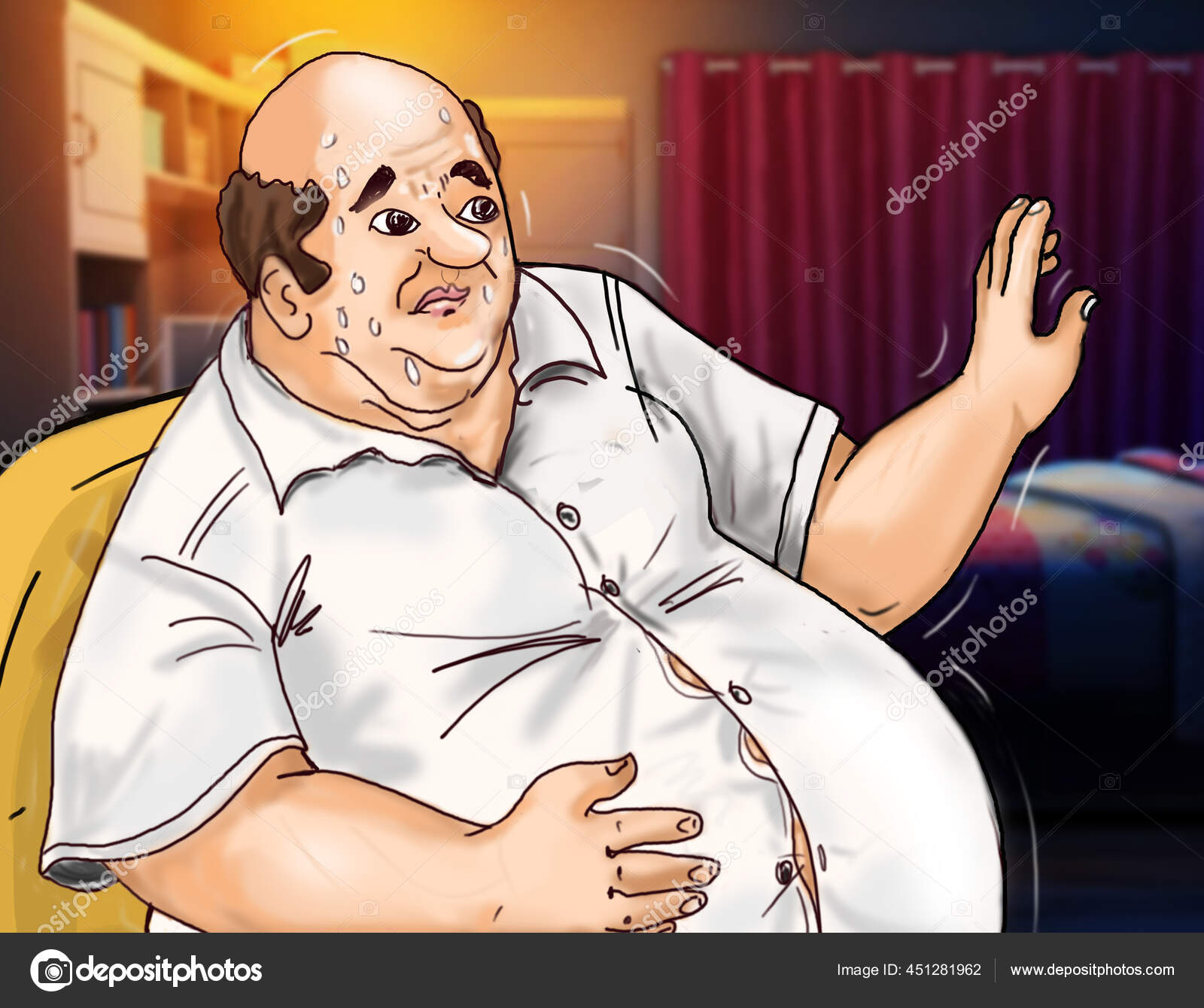 Indiano Personagem Desenho Gordo Careca Homem Ilustração por ©Wirestock  #451281962