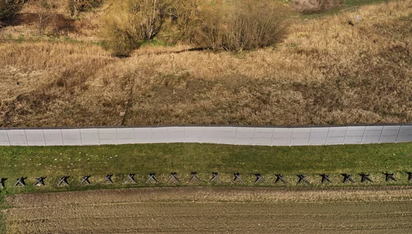 Frg Gdr Arasındaki Alman Alman Sınırındaki Korunmuş Sınır Tahkimatlarının Hava — Stok fotoğraf