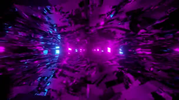 Futuristisk Bakgrund Med Abstrakt Glödande Neonljus — Stockvideo