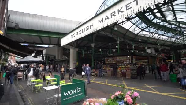 Ngiltere Londra Daki Borough Market Scene Gerçek Zamanlı Bir Videosu — Stok video