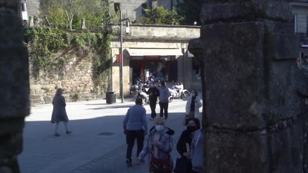 Vidéo Horizontale Patrouille Police Espagnole Contrôlant Les Gens Ils Portent — Video