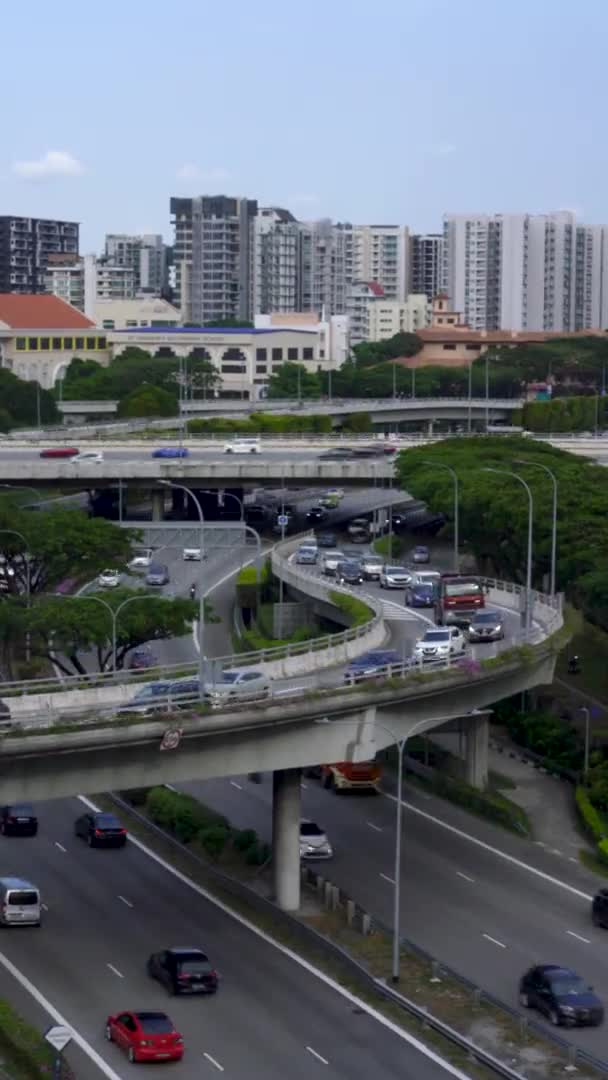 Singapur Şubat 2021 Otoyolda Yoğun Trafik Toa Payoh Singapur Dikey — Stok video