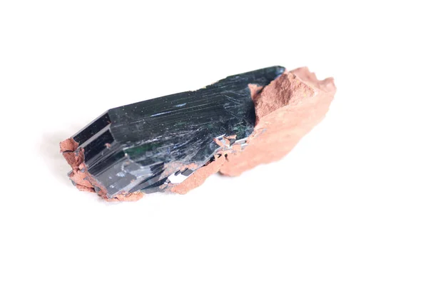 Amostra Mineral Cristal Vivianita Muito Escuro Com Estrias — Fotografia de Stock