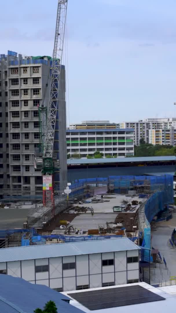 Singapur Febrero 2021 Enorme Obra Construcción Edificio Residencial Toa Payoh — Vídeos de Stock