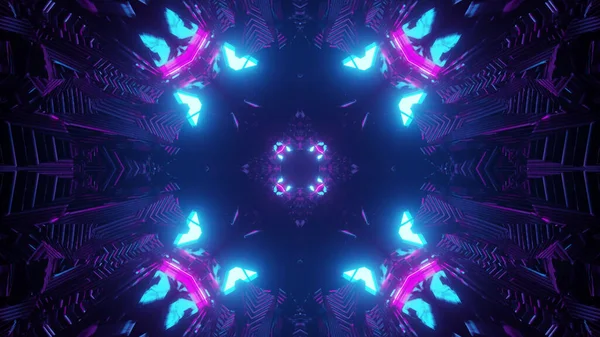 Eine Darstellung Eines Futuristischen Kaleidoskopportals Mit Bunten Neonlichtern — Stockfoto