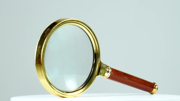 Gold Brown Magnifying Glass — Stock Video
