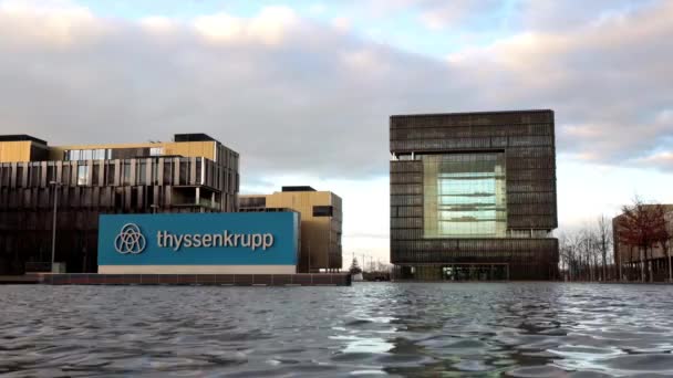 Essen Nrw Deutschland 2021 Thyssen Krupp Company Moving Water Headquarters — Video