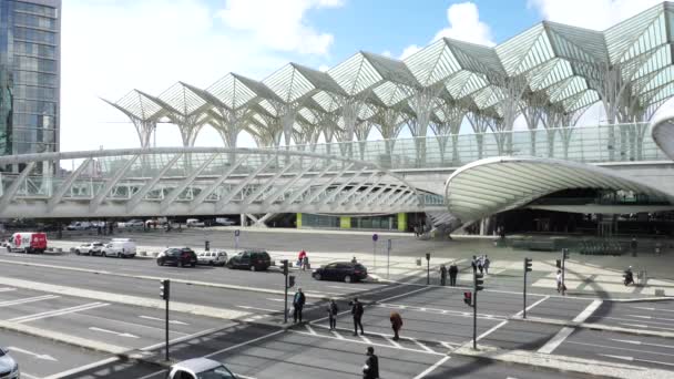 Gare Oriente Один Головних Португальських Міжмодальних Транспортних Вузлів — стокове відео