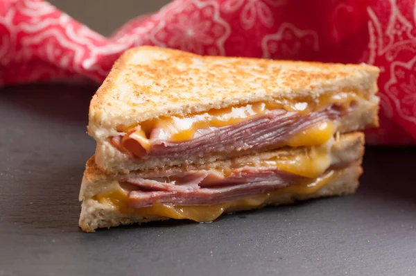 grilled ham and cheese sandwich with cheddar and havarti cheese