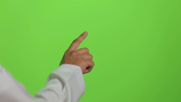 Αραβικές Χειρονομίες Οθόνης Αφής Αρσενικού Χεριού Στο Φόντο Της Πράσινης — Αρχείο Βίντεο