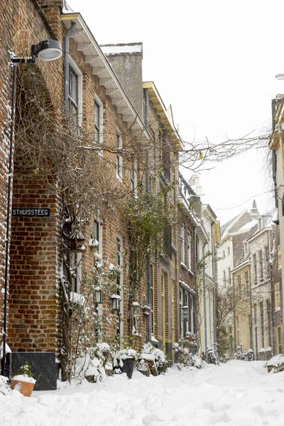 Zutphen Κατω Χωρεσ Φεβρουάριος 2021 Χιονόμπαλα Που Γυρίζει Τους Δρόμους — Φωτογραφία Αρχείου