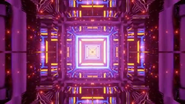 Futurisztikus Háttér Színes Neon Fények Kaleidoszkóp Portál Minták — Stock videók