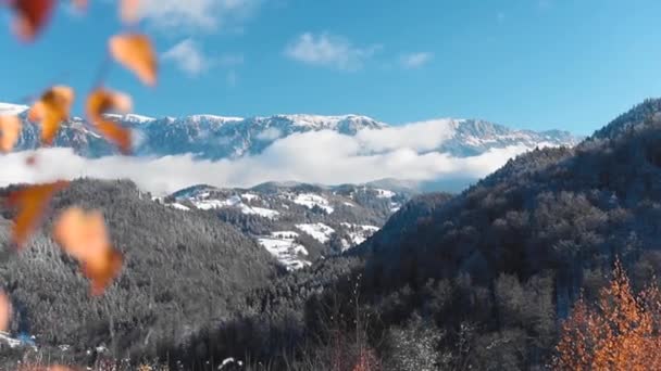 Karla Kaplı Dağlar Manzaralı Doğa Manzarası — Stok video