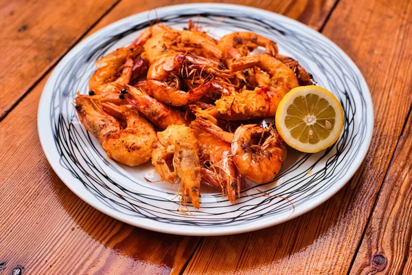 Fried shrimp, traditional appetizer of Greece, Greek Cooking
