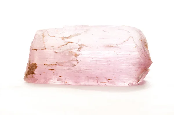 Kunzite Kristal Pembe Mineral Örneği Bir Taş Madeninden Kesilmemiş — Stok fotoğraf