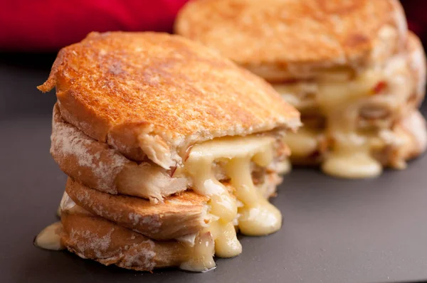 Grilled Cheese Sandwiches Apple Brie Take Out Style — Stock Photo, Image
