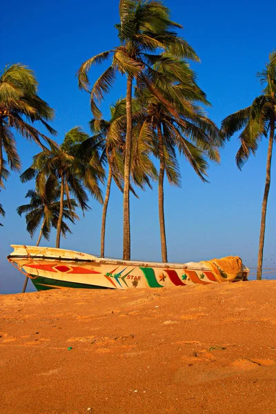 Chilaw Sri Lanka Dec 2019 Old Fishing Boat Palm Trees — Stock Photo, Image