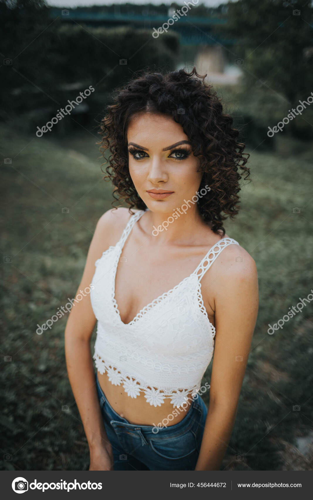 Young Woman With Very Sexy Breast, Vertical Stock Photo, Picture