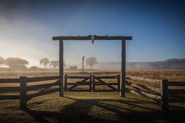 A foggy morning in rural Queensland, Australia
