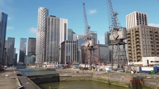 Canary Wharf Jest Jedną Dwóch Głównych Dzielnic Biznesowych Londynie Strzelają — Wideo stockowe